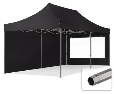 Produktbild von TOOLPORT 3x6m Stahl Faltpavillon, inkl. 2 Seitenteile, schwarz