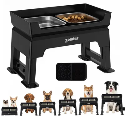 Imagen del producto de Solidchoice - Comedero elevado 3 en 1 para perros, con 2 cuencos de acero inoxidable