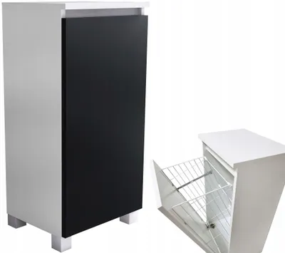 Zdjęcie produktu dla komoda łazienkowa 40 czarny mat kosz z koszem na pranie 40cm