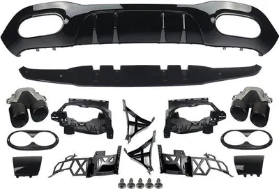 Productafbeelding van Achterbumper Diffuser A45 Look - ABS Kunststof - Zwart - Voor Mercedes-Benz A-Klasse Hatchback W177 2019+ - Auto Accessoire