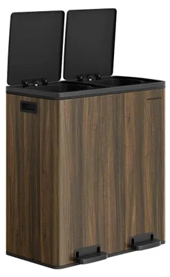 Immagine prodotto di Contenitore per rifiuti di grandi dimensioni, marrone/nero, con 2 scomparti, capacità 2 x 30 litri, dimensioni 59 x 36,5 x 65,2 cm