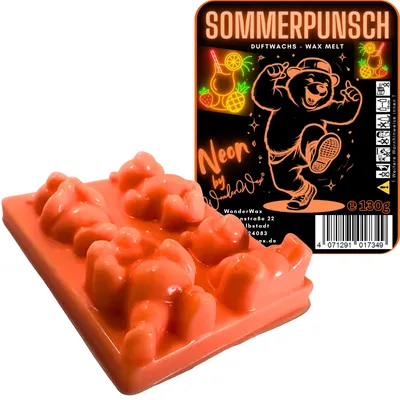 Produktbild von WonderWax Neon Duftriegel 6 x Duftwachs Bären Wachsmelt Duftwachs Raumduft für Duftlampen Soja Wachs Melts Duftmelt Aroma Wellnes Kerzen Wärmer Wax Tarts Sommerpunsch