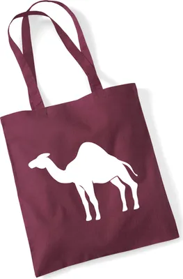 Produktbild von Huuraa Jutebeutel Dromedar Kamel Silhouette 10 Liter Burgundy Baumwolle Tasche Geschenkidee