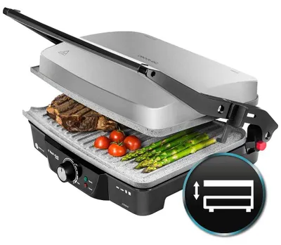Produktbild von Cecotec Rock'nGrill 2000, Schwarz, Edelstahl, Kunststoff, Edelstahl, Rechteckig, Drehregler, 297 x 235 mm, Stein