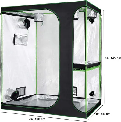 Produktbild von Gewächshaus Indoor Grow Pflanzenzelt Zuchtzelt Zelt Schrank 120x90x145cm - G17