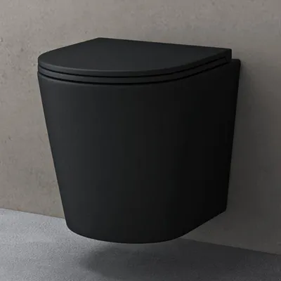 Produktbild von doporro Wand WC Design WC schwarz matt inkl. Softclose Absenkautomatik 49x35,5x35 cm Hänge-Toilette Weiß spülrandlos Hänge-WC aus Keramik Aachen108