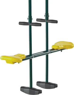 Produktbild von WICKEY TwinRider Tellerwippe für Kleinkinder, Gelb, pulverbeschichteter Metallrahmen, gelbe HDPE Sitze, 163 x 213 x 99 cm, für runde Schaukelbalken Ø10cm