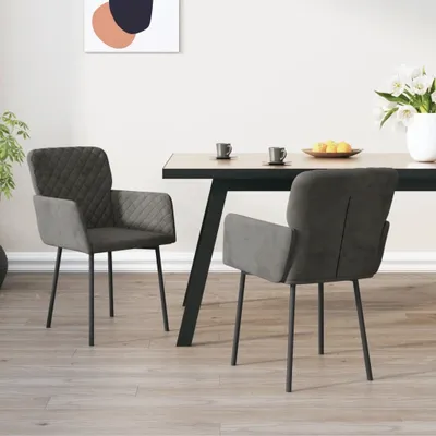 Produktbild von The Living Store Esszimmerstühle 2 Stk. Dunkelgrau Samt