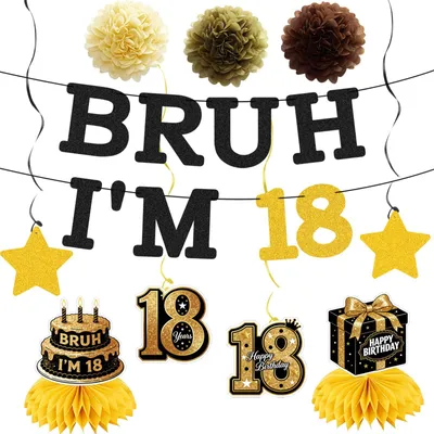 11-teiliges 18. Geburtstag-Dekoset mit Banner und Tischdeko