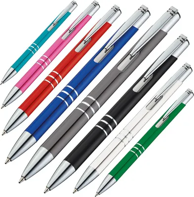 Produktbild von 8 Kugelschreiber aus Metall / 8 verschiedene Farben