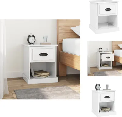 Obrázok produktu pre vidaXL Nočný stolík biely vysoký lesk 39x39x47,5 cm materiál na báze dreva - Nočné stolíky