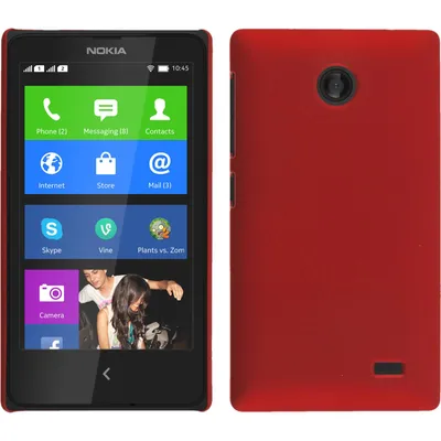 Produktbild von PhoneNatic Case kompatibel mit  Nokia X / X+ - Hülle rot gummiert Hard-case + 2 Schutzfolien
