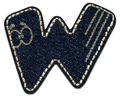 Produktbild von Buchstabe W 4 x 3.1 cm: Alphabet Buchstabe Einzeln Auswählbar - Aufnäher, Bügelbild, Aufbügler, Applikationen, Patches, Flicken, Zum Aufbügeln