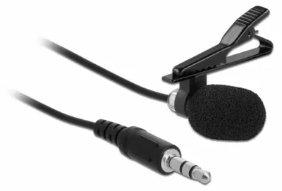 Produktbild von DeLOCK 66279, Aufsteckbares Mikrofon, -30 dB, 50 - 16000 Hz, 2200 Ohm, Omnidirektional, Kabelgebunden