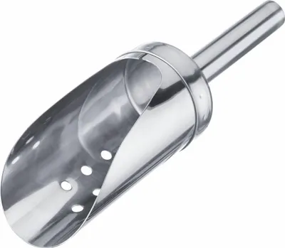 Produktbild von Westmark Eisschaufel Edelstahl, Silber, 120 ml, 19,2 cm lang, 5,2 cm Ø, 102 g, gelocht, spülmaschinenfest, mit rundem, tiefem Schaufelblatt, hohem Rand und ergonomischem Griff, für Zucker, Süßigkeiten, Eiswürfel, Crushed Ice