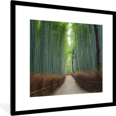 Produktbild von MuchoWow® Gerahmtes Poster Bambus - Weg - Wald 40x40 cm - Poster mit Schwarzem Bilderrahmen Wandposter Rahmen Foto Bilder - Poster - Plakat im Rahmen