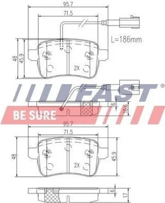 Produktbild von FAST Bremsbeläge Satz Hinten Bremsklötze für ALFA ROMEO GIULIETTA (940) FT29168