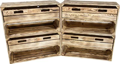 Produktbild von 2x SIDEBOARD mit SCHUBLADE / 68x40x31 cm / NEU / GEFLAMMTES Kistenmöbel mit Deko Faktor