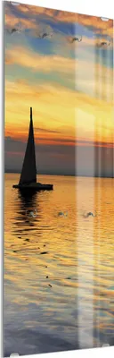 Produktbild von DEQORI Kleiderhaken aus Glas 50x125 cm 'Abendidylle am See' Wand Garderobe Paneel Haken