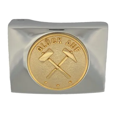 Produktbild von Koppelschloss Bergbau Glück Auf – silbern/golden - für Geselle - für 4,5 cm breite Koppelgürtel
