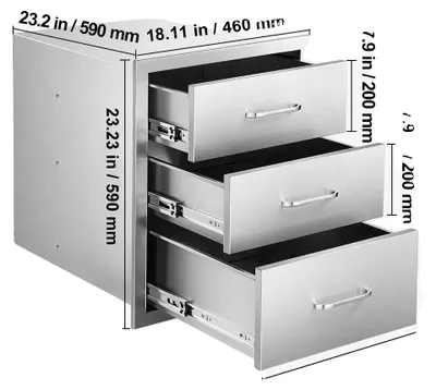 Productafbeelding van Buitenkeuken, ladeschrank, roestvrijstalen constructie, soepele bediening, geïntegreerd