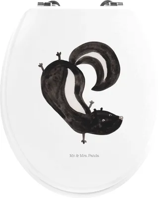 Produktbild von Mr. & Mrs. Panda Klobrille Stinktier Handstand - Weiß - Geschenk, Raubtier, Stinker, Toilettenbrille, Klo-Deckel, Skunk, Wildtier, holz toilettensitz, WC Brille, Sitz
