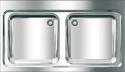 Image de KWC AR Evier professionnel, MAXIMA, acier inoxydable, 2 cuves, 1200x432x700 mm