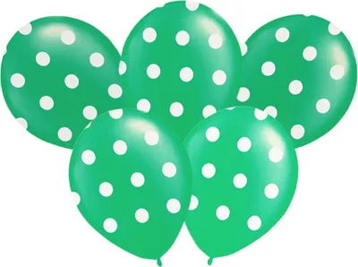 Immagine prodotto di Palloncini a pois 14" verde, 5 pz.