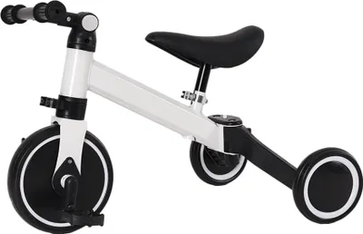 Image de Vélo d'exercice enfants 2 en 1 chariot poussette amovible barre de poussée blanc