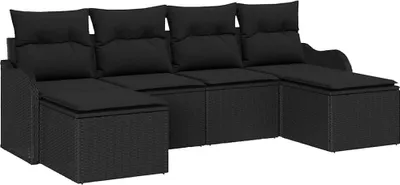 Image de Ensemble de canapés de jardin vidaXL en polyrotin noir