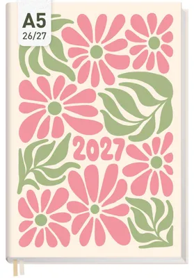 Produktbild von Chäff-Timer 2026/2027 / 17 Monate / A5 / Flower Power pink / Häfft-Verlag