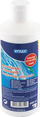 Produktbild von Stylex 28750 Acrylfarbe Künstler Malfarbe 500 ml Flasche titanweiß matt