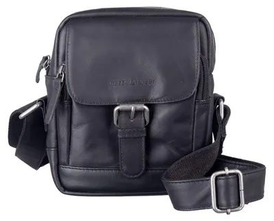 Produktbild von GREENBURRY Leder Umhängetasche Fiorentina Travel Crossbody Bag Black schwarz