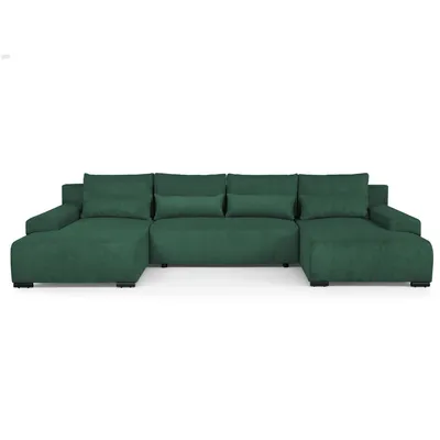 Produktbild von Ecksofa BENNY Dunkelgrün U-Form Modernes Polstersofa mit Schlaffunktion und Bettkasten