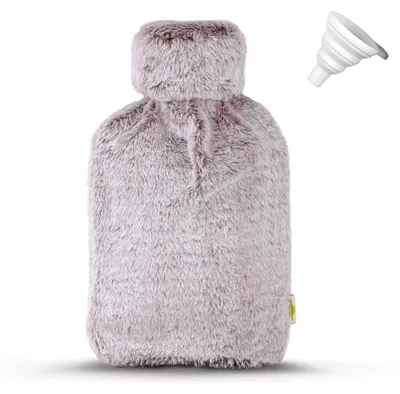 Image de Bouillotte bouteille d'eau chaude - Avec housse - 2 litres - Housse peluche - Lavable en machine