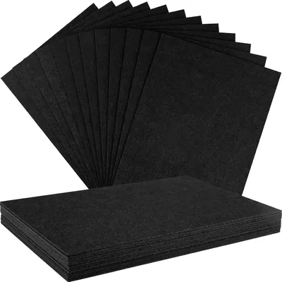 Obrázek produktu pro Filcové desky, černé, tloušťka 2 mm, rozměry 30 x 20 cm, 12 kusů, vhodné pro kreativní šití