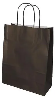 Produktbild von 250 Papstar Tragetaschen, Papier 28 cm x 22 cm x 10 cm schwarz mit gedrehtem Tragegriff 37567