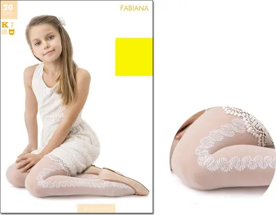 Produktbild von Mädchenstrumpfhose weiß mit Muster 20den Bianco 140-146