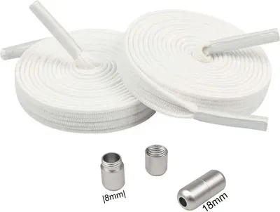 Elastische Schnürsenkel mit bunten Metallkapseln - in Weiss 