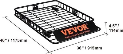 Productafbeelding van Famanu Universele dakdrager - Dakdrager met laadplatform - Zwart, 117,5 x 91,5 x 11,4 cm