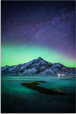 Produktbild von MuchoWow® Poster Berg - Nordlichter - Schweden - Schnee - Grün - Winter 60x90 cm - Wanddekoration