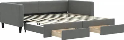 Obrázok produktu pre vidaXL Rozkladacia posteľ so zásuvkami Tmavo šedá 100x200 cm Látka