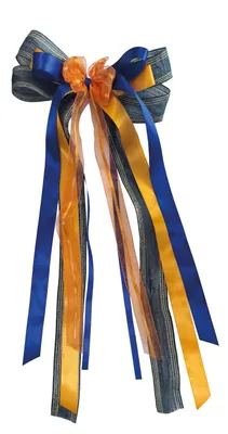 Produktbild von Nestler Schultütenschleife blau/orange/jute 23x50cm