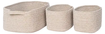 Image de Set 3 cestini en coton intrecciato Teixo — beige naturel