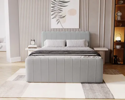 Obrázek produktu pro Kontinentální postel OSLO s boxem Komodo látka Světle šedá 160x200 cm
