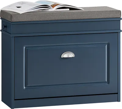 Produktbild von SoBuy FSR82-L-B Výklopná skrinka na topánky Skrinka na topánky s chlopňou Lavica na topánky s vankúšom Komoda na topánky Lavica modrá WHT cca 75x52x24cm