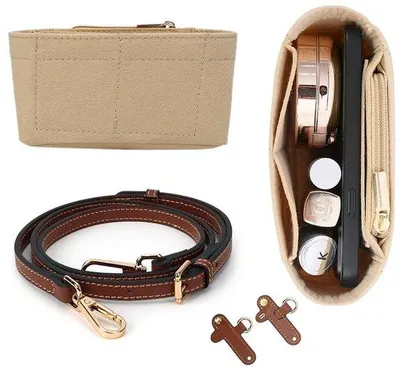 Image de Bandoulière et organiseur pour mini-sac, organiseur en non-tissé avec plusieurs poches, bandoulière et poche intérieure pour petits sacs à main