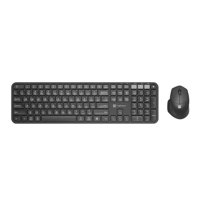 A black keyboard and mouse set on a white background.