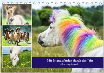 Produktbild von Mit Islandpferden durch das Jahr Geburtstagskalender (Tischkalender 2025 DIN A5 quer), CALVENDO Monatskalender
