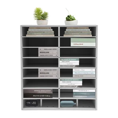 Zdjęcie produktu dla Organizer na akta 16 przegród Uchwyt do przechowywania akt 50,5*30*56,7 cm Półki na książki Biały